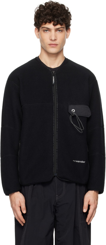 Photo: and wander Black Wool Fleece Cardigan