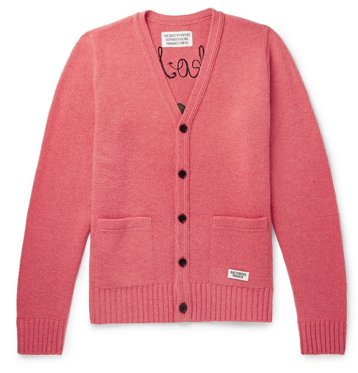 Photo: Wacko Maria - Logo-Embroidered Intarsia Wool Cardigan - Men - Pink