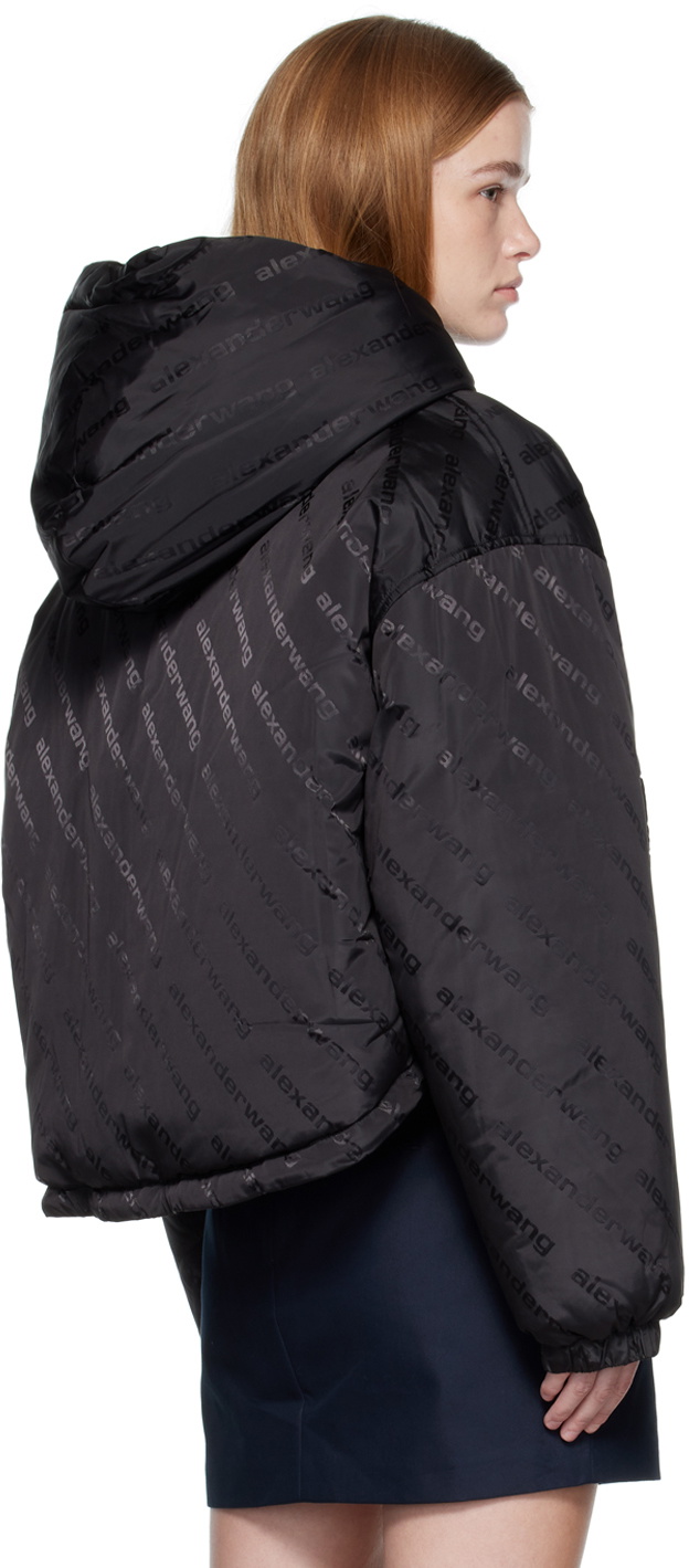 Balenciaga Logo Jacquard Puffer Jacket In Grey