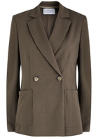 Harris Wharf London Double-breasted Woven Blazer Dark Grey