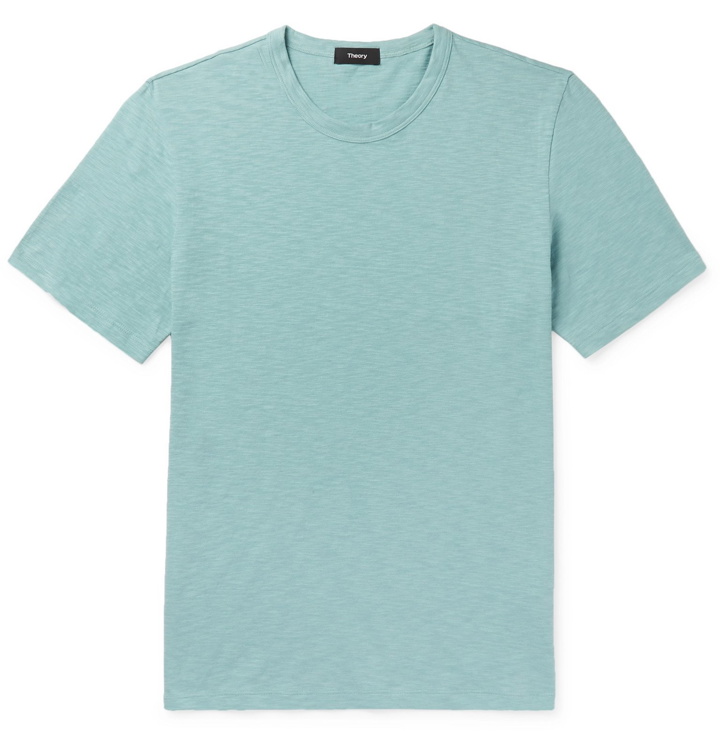 Photo: Theory - Cosmos Slub Cotton-Jersey T-Shirt - Green