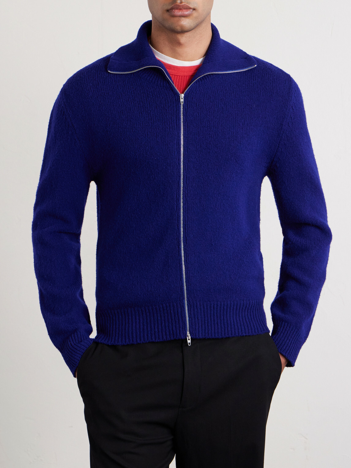 Jil Sander - Zip-Up Wool- Blend Sweater - Blue Jil Sander