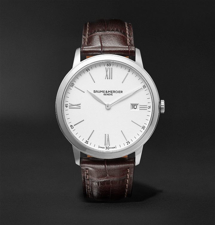 Photo: Baume & Mercier - Classima 40mm Steel and Croc-Effect Leather Watch, Ref. No. 10507 - White