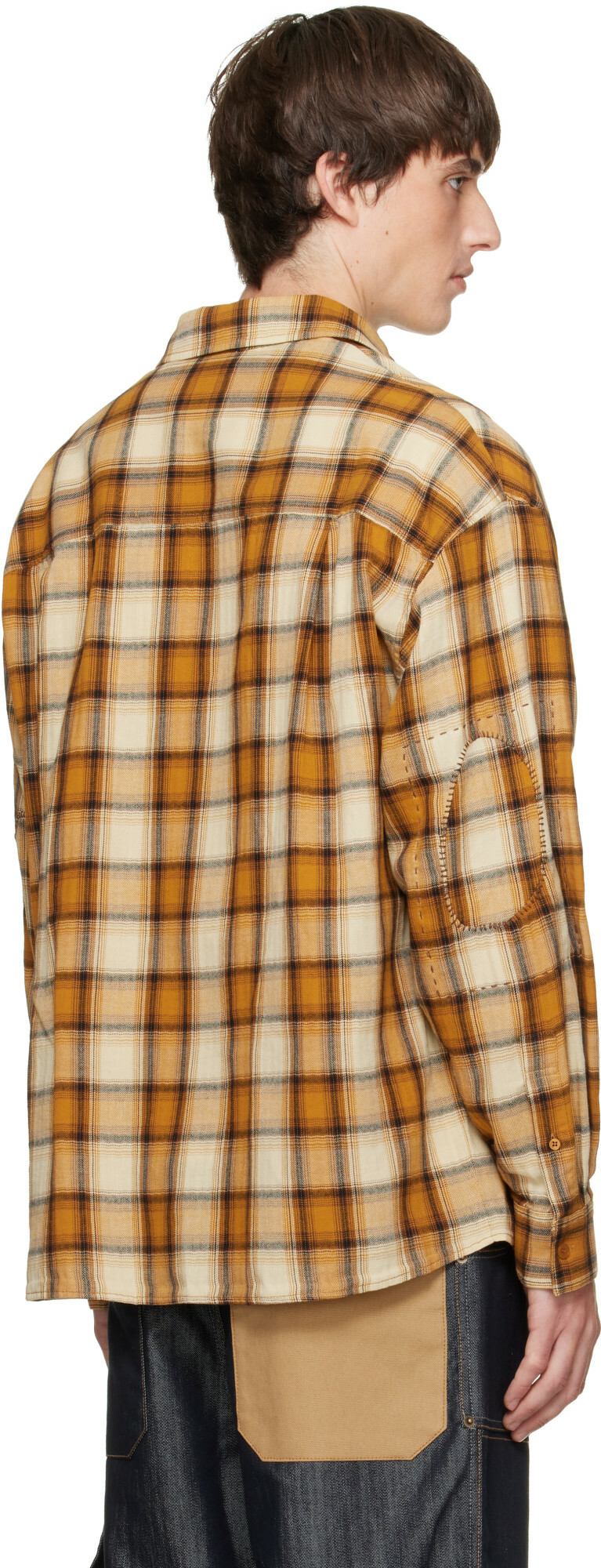 We11done Yellow Repaired Checked Shirt