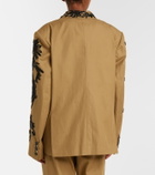 Dries Van Noten Embellished cotton double-breasted blazer
