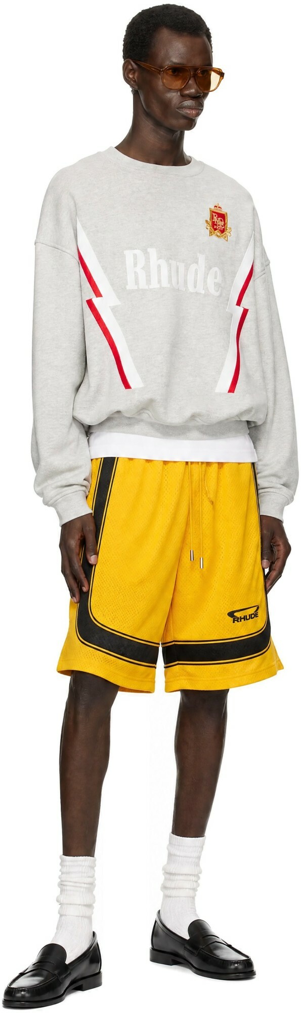 Rhude Gray Lightning Crewneck Sweatshirt