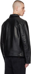 Nudie Jeans Black Eddy Rider Leather Jacket