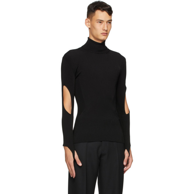 Mugler Black Arm Slit Turtleneck Mugler