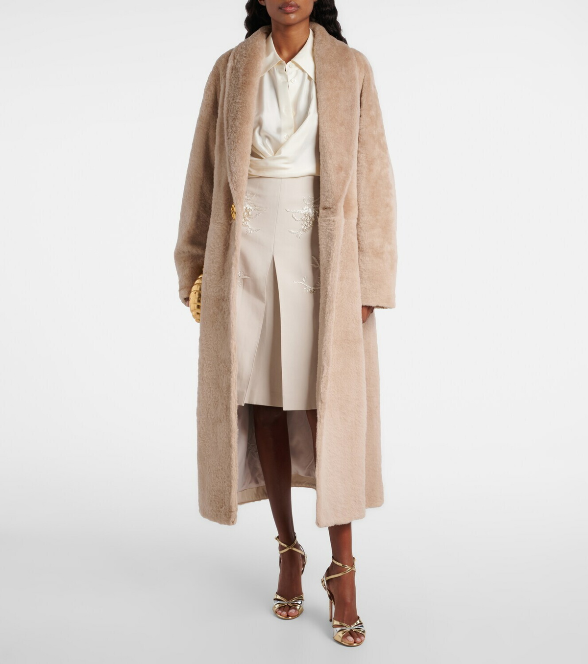 Jacques Wei Embellished low-rise cotton-blend midi skirt