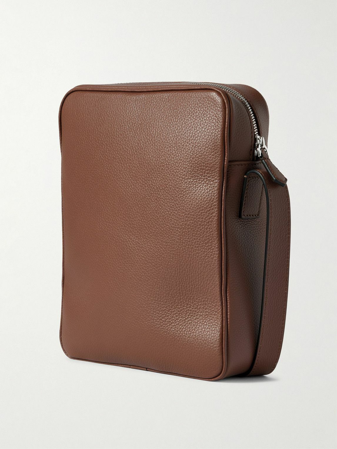 Serapian - North South Leather-Trimmed Logo-Print Coated-Canvas Messenger Bag