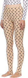 Marine Serre Beige Recycled Moon Jersey Stirrup Leggings