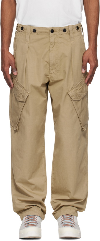 Photo: C.P. Company Beige Cotton Gabardine Loose Cargo Pants