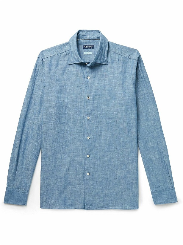 Photo: Peter Millar - Selvedge Cotton-Chambray Shirt - Blue