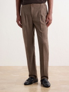 Rubinacci - Convertible Tapered Drawstring Virgin Wool-Flannel Trousers - Brown