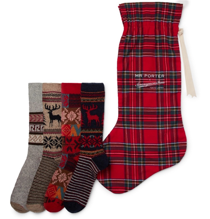 Photo: Anonymous Ism - 12-Pack Knitted Socks and Stocking Gift Set - Red