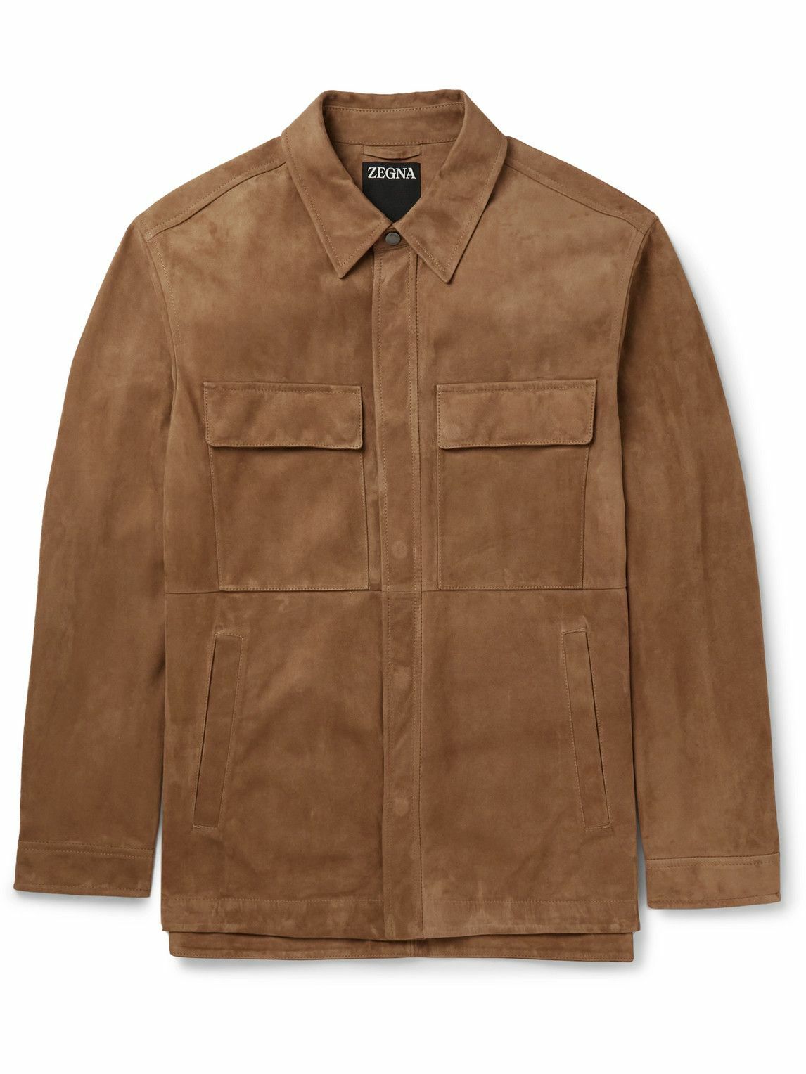ZEGNA SPORT Size XXL Brown Suede Leather Shearling Jacket main image 0