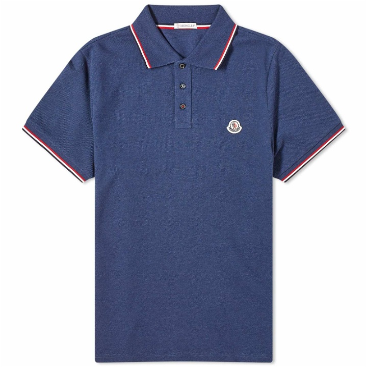 Photo: Moncler Men's Classic Logo Polo Shirt in Dark Blue
