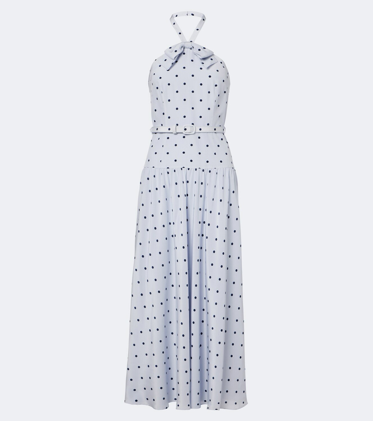 Alessandra Rich Belted polka-dot halterneck silk midi dress