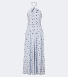 Alessandra Rich Belted polka-dot halterneck silk midi dress
