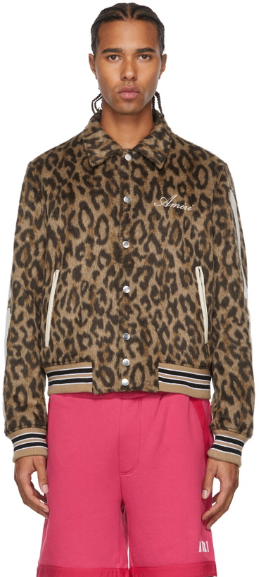 Photo: AMIRI Black & Brown Leopard Bones Bomber Jacket