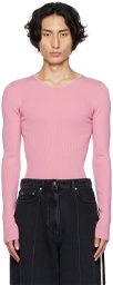 Peter Do Pink Ribbed Sweater