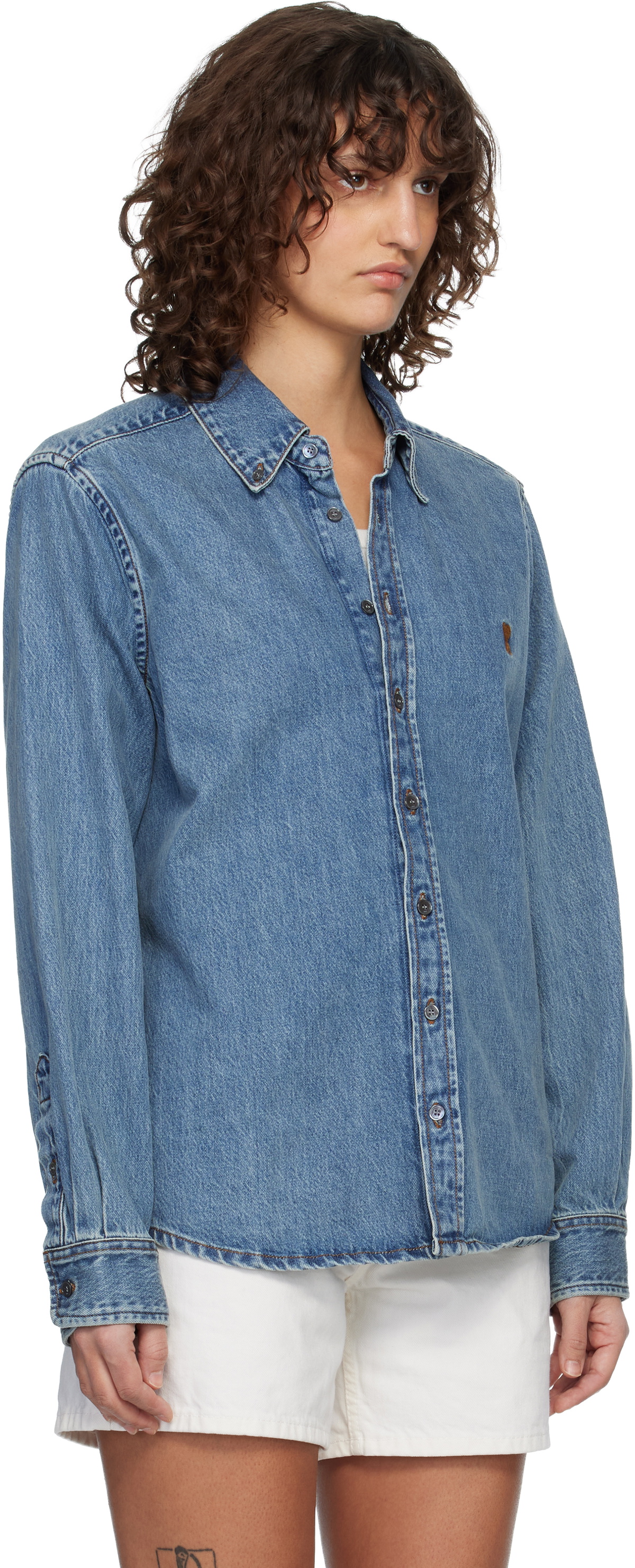 AMI Paris Blue Cotton Ami de Coeur Denim Shirt