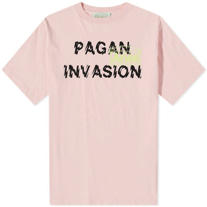 Photo: Aries Men's Pagan Invasion T-Shirt in Pink