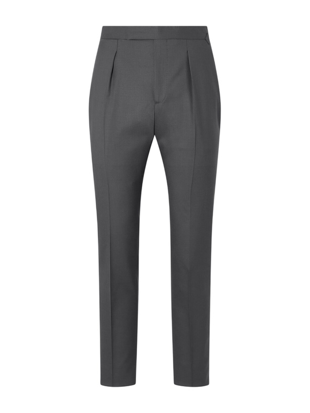 Photo: Thom Sweeney - Tapered Pleated Wool-Twill Suit Trousers - Gray