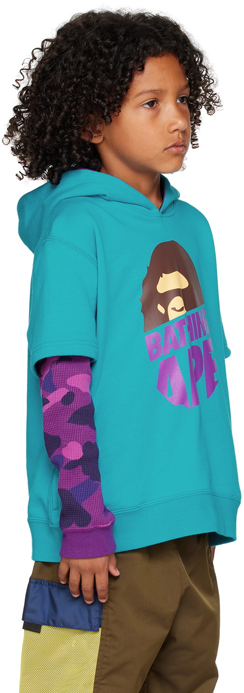 BAPE Kids Blue Purple Camo Ape Head Hoodie A Bathing Ape