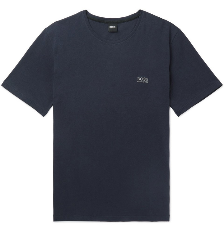Photo: Hugo Boss - Logo-Embroidered Stretch-Cotton T-Shirt - Men - Blue