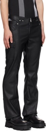 MISBHV Black Cutout Faux-Leather Cargo Pants