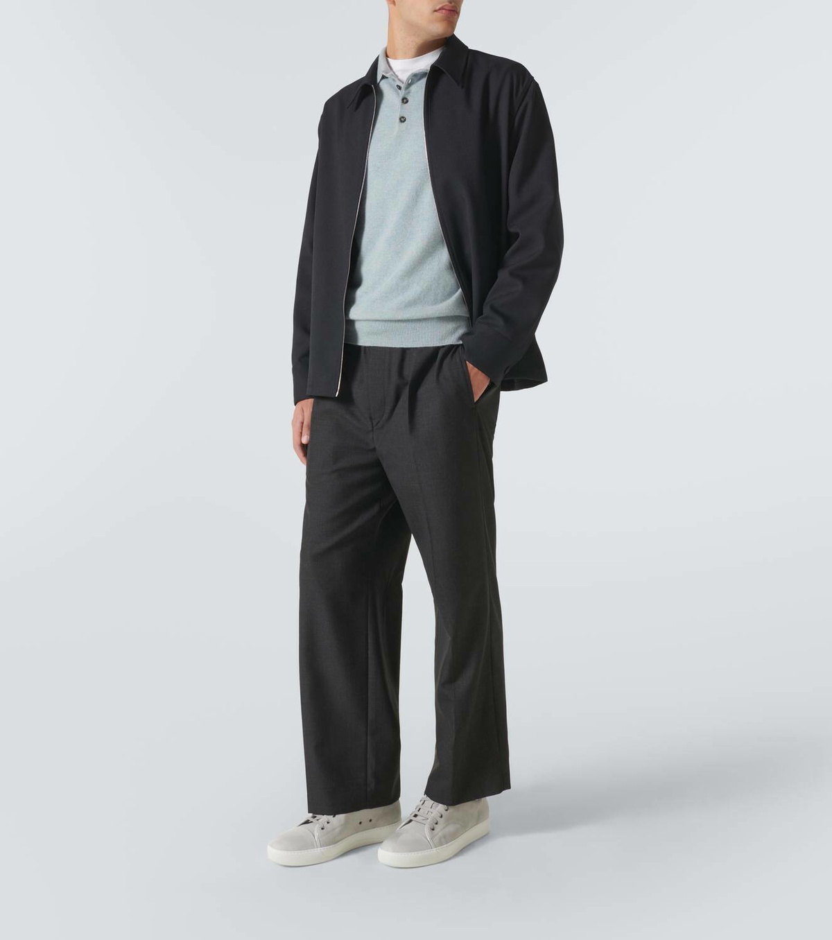 Lanvin DBB1 leather-trimmed suede sneakers