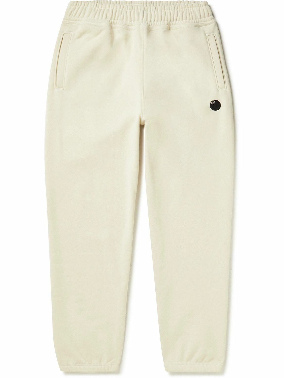 Photo: Stussy - Appliquéd Cotton-Blend Jersey Sweatpants - Neutrals