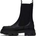 GANNI Black Stitch Cleated Mid Chelsea Boots