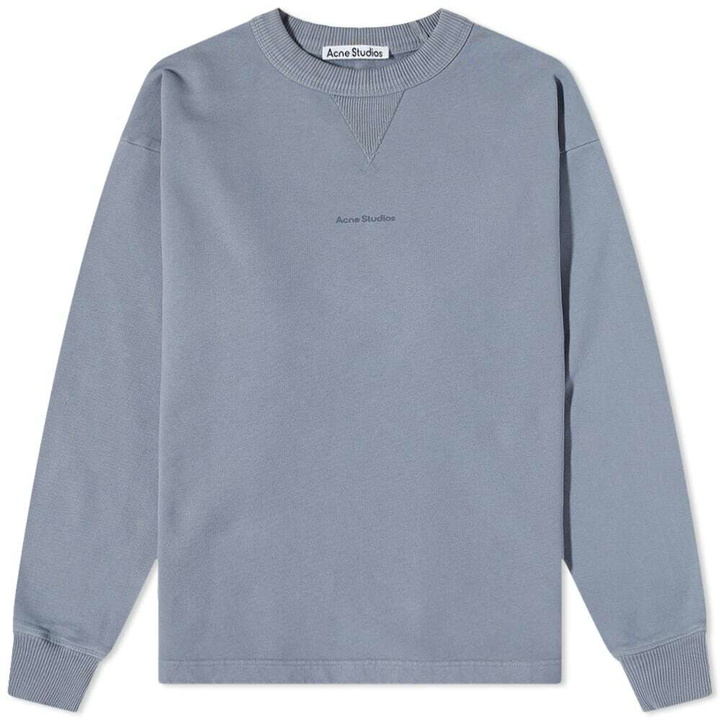 Photo: Acne Studios Men's Fin Stamp Crew Sweat in Steel Grey