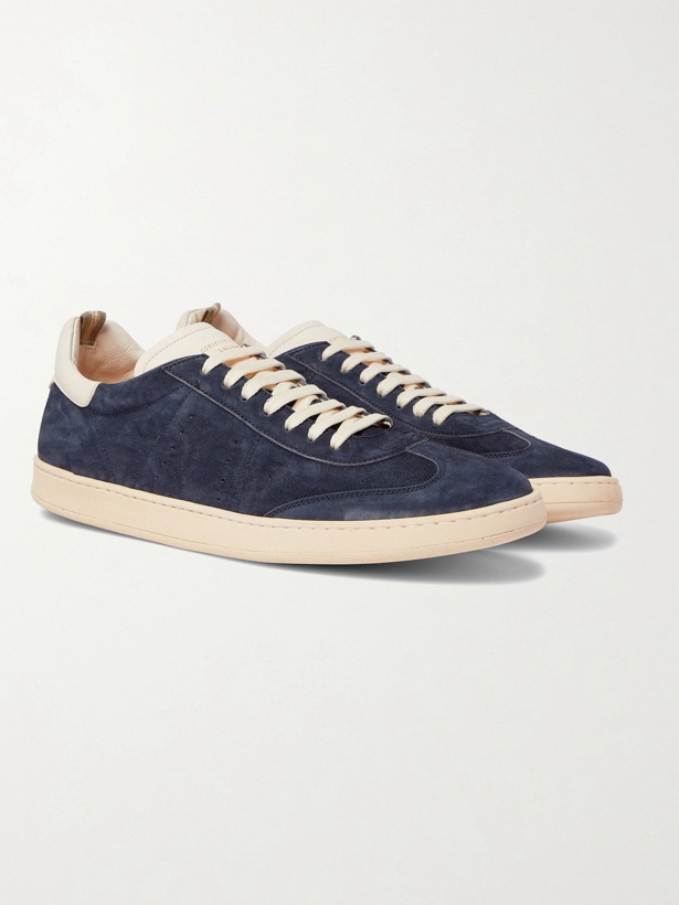 Photo: OFFICINE CREATIVE - Kombo Leather-Trimmed Suede Sneakers - Blue