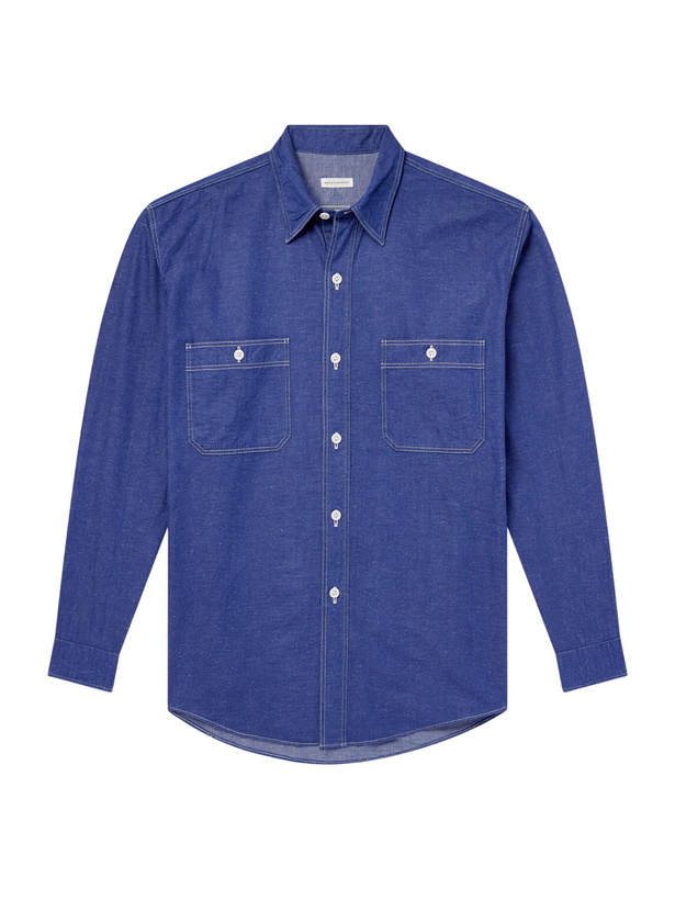 Photo: Kaptain Sunshine - Work Suvin Cotton and Hemp-Blend Shirt - Blue