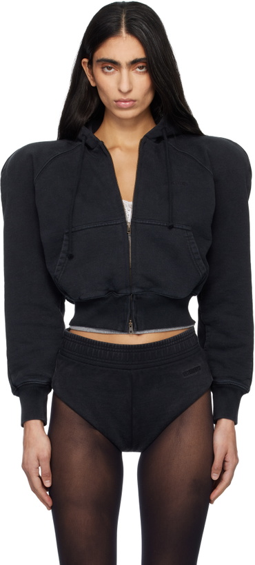 Photo: VETEMENTS Black Round Shoulder Zip-Up Hoodie