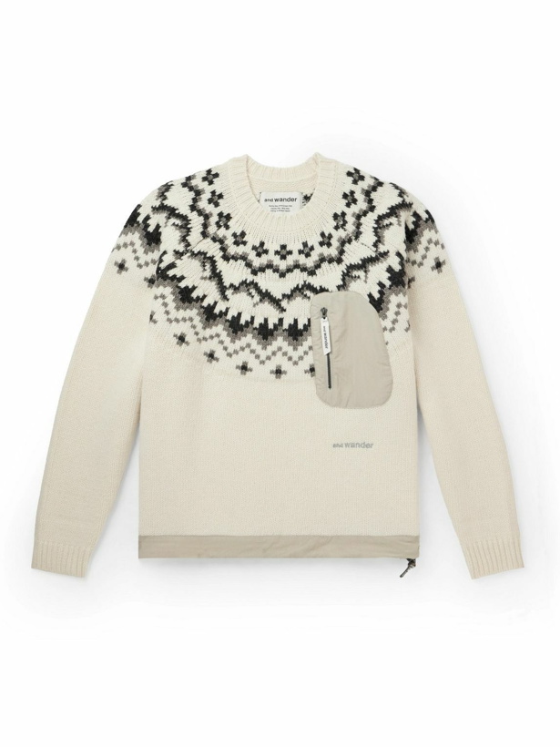 Photo: And Wander - Lopi Shell-Trimmed Fair Isle Intarsia Wool-Blend Sweater - Neutrals