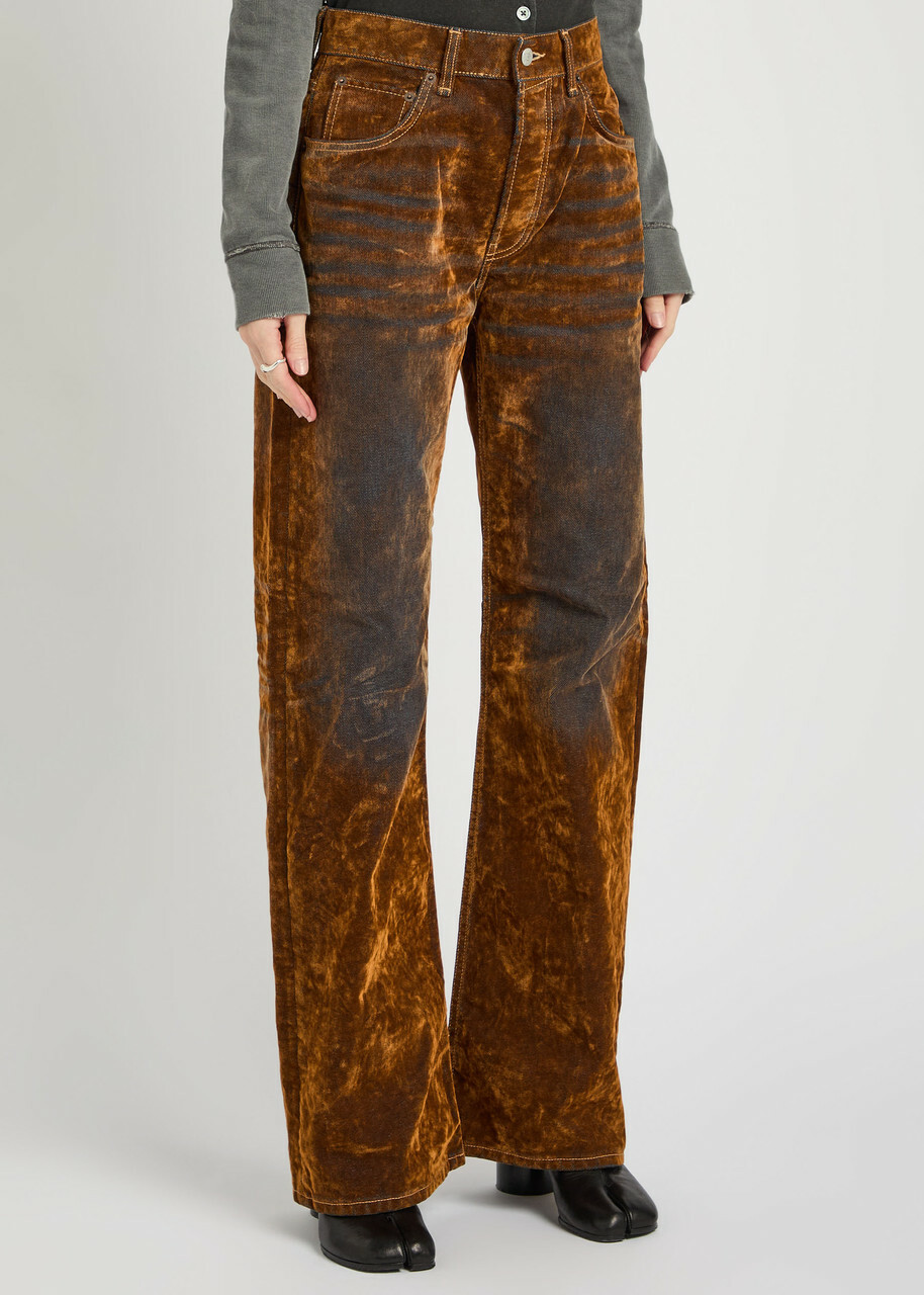 Acne Studios Burnout Straight-leg Canvas Trousers Brown