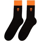 Alexander McQueen Black and Orange Stripe Skull Socks