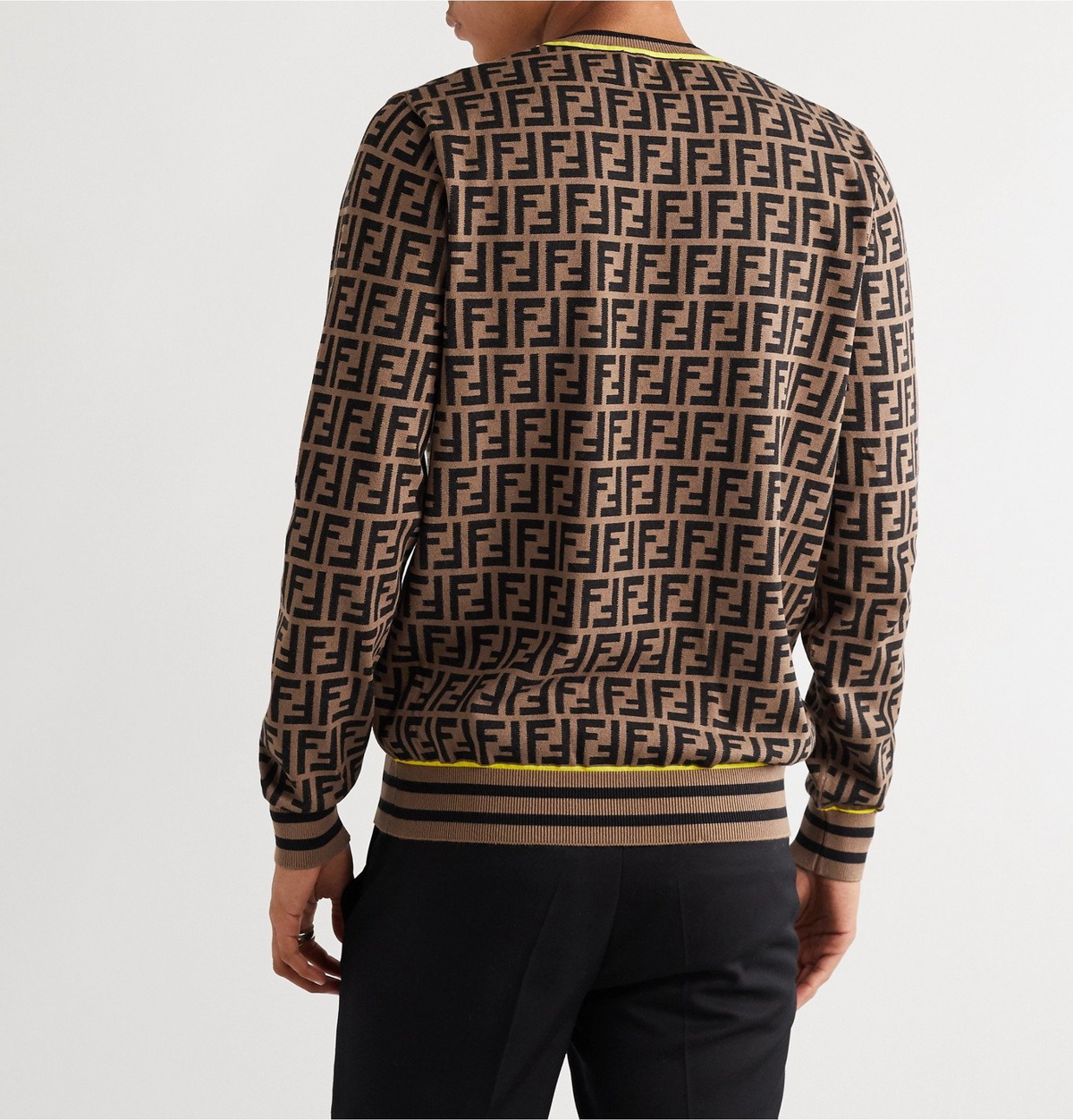 Brown O'Lock-intarsia wool sweater, Fendi