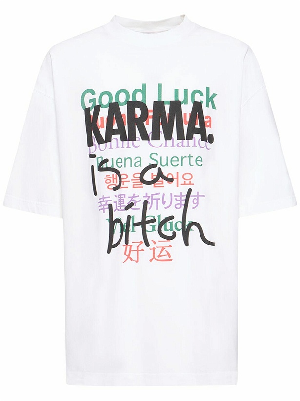 Photo: VETEMENTS - Good Luck Karma Printed Cotton T-shirt