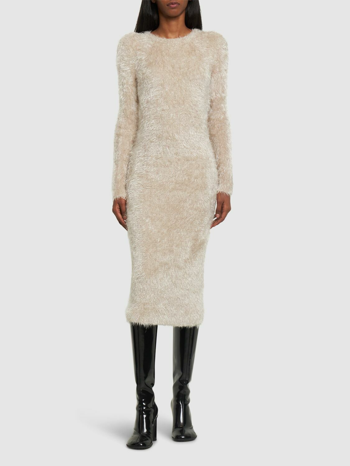 MARINE SERRE - Fluffy Knit Tech Long Dress Marine Serre