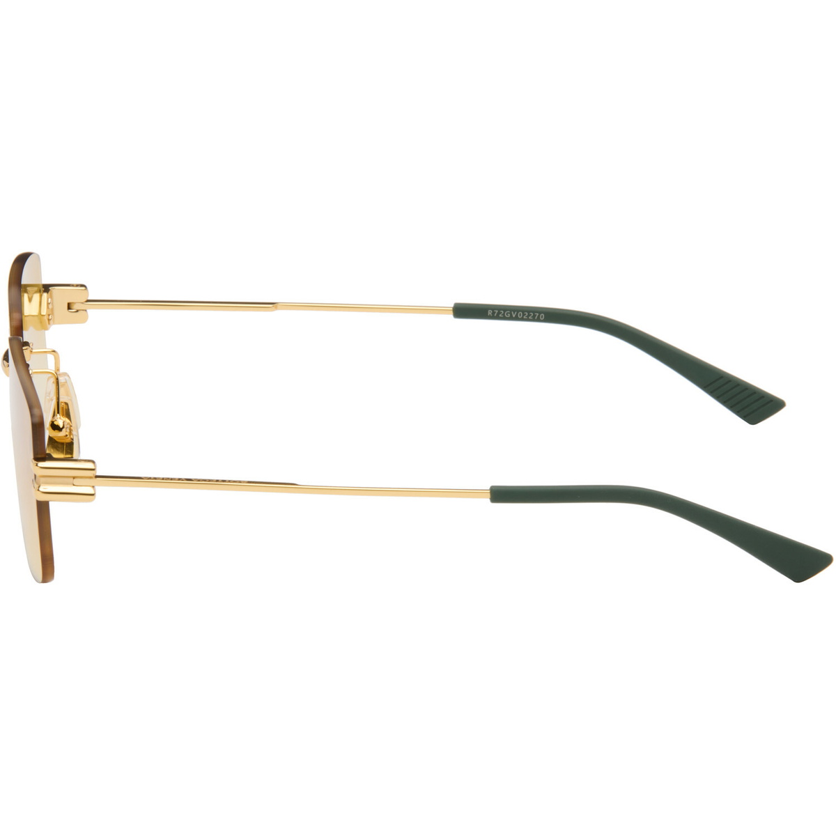 Bottega Veneta Gold Lock Rectangular Sunglasses