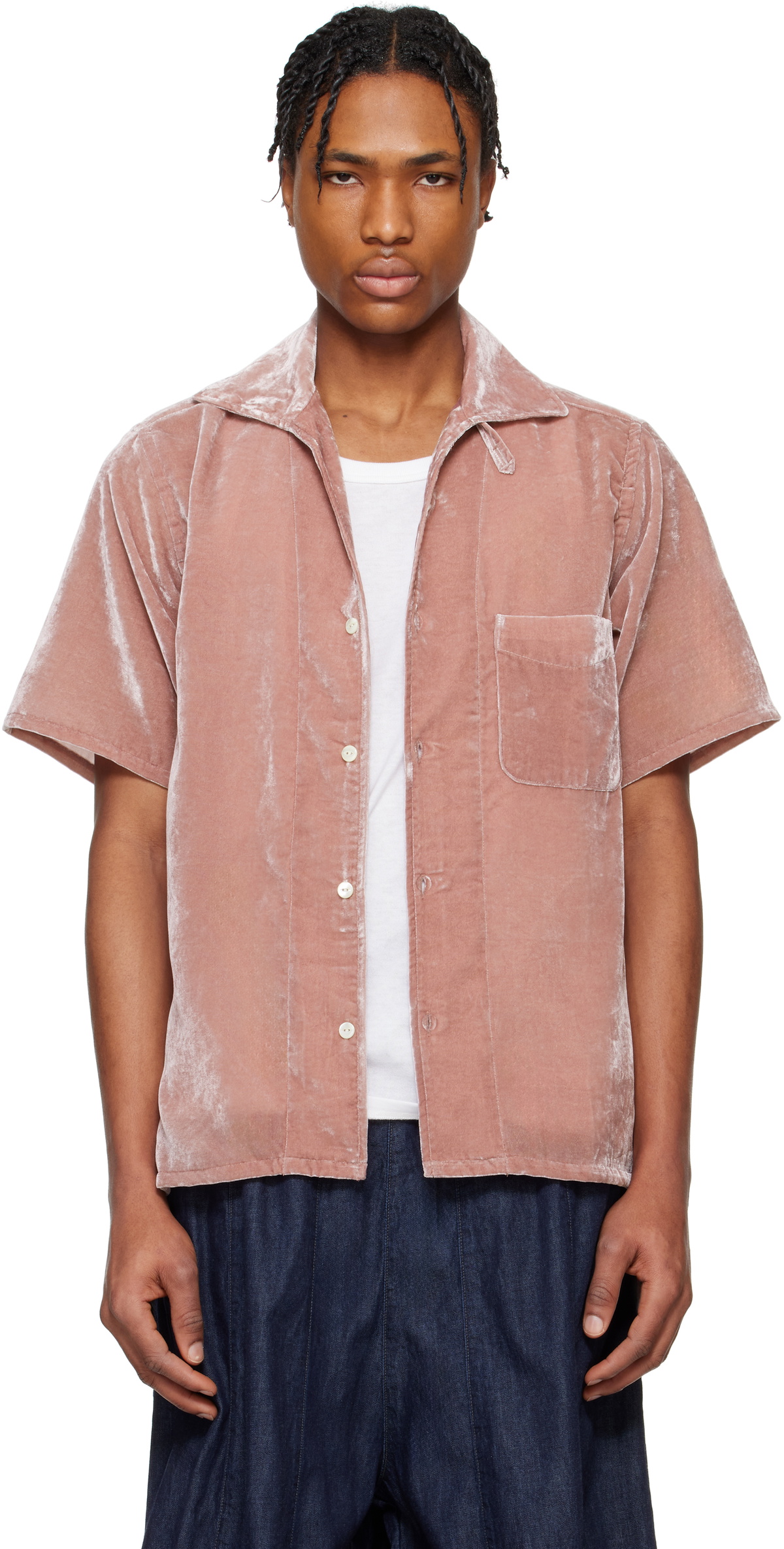 NEEDLES Pink Italian Collar Shirt Needles NEEDLES Pink Italian Collar Shirt Needles