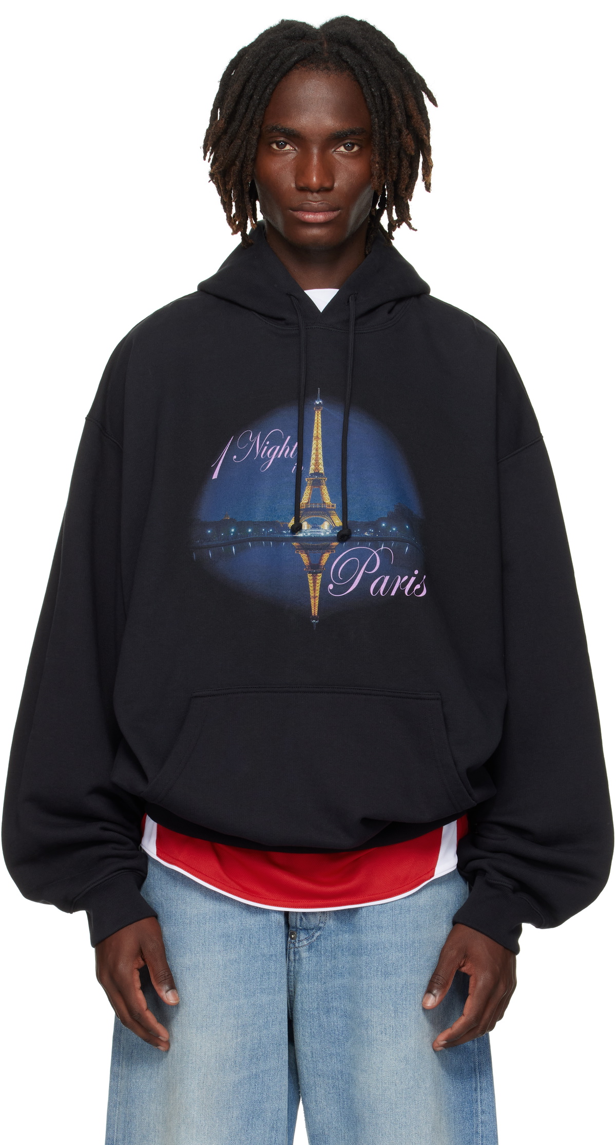 【VETEMENTS】MyName Stickerクロップドボクシーフーディ Black 'My Name' Sticker Cropped Boxy Hoodie by VETEMENTS on Sale