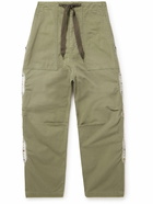 KAPITAL - Easy Baker Straight-Leg Embellished Herringbone Cotton-Twill Drawstring Trousers - Green