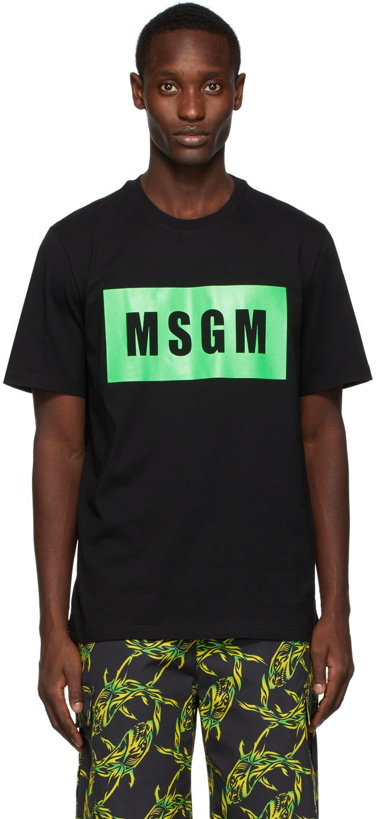 Photo: MSGM Black & Green Logo T-Shirt