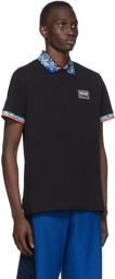 Versace Jeans Couture Black Flower Trim Polo